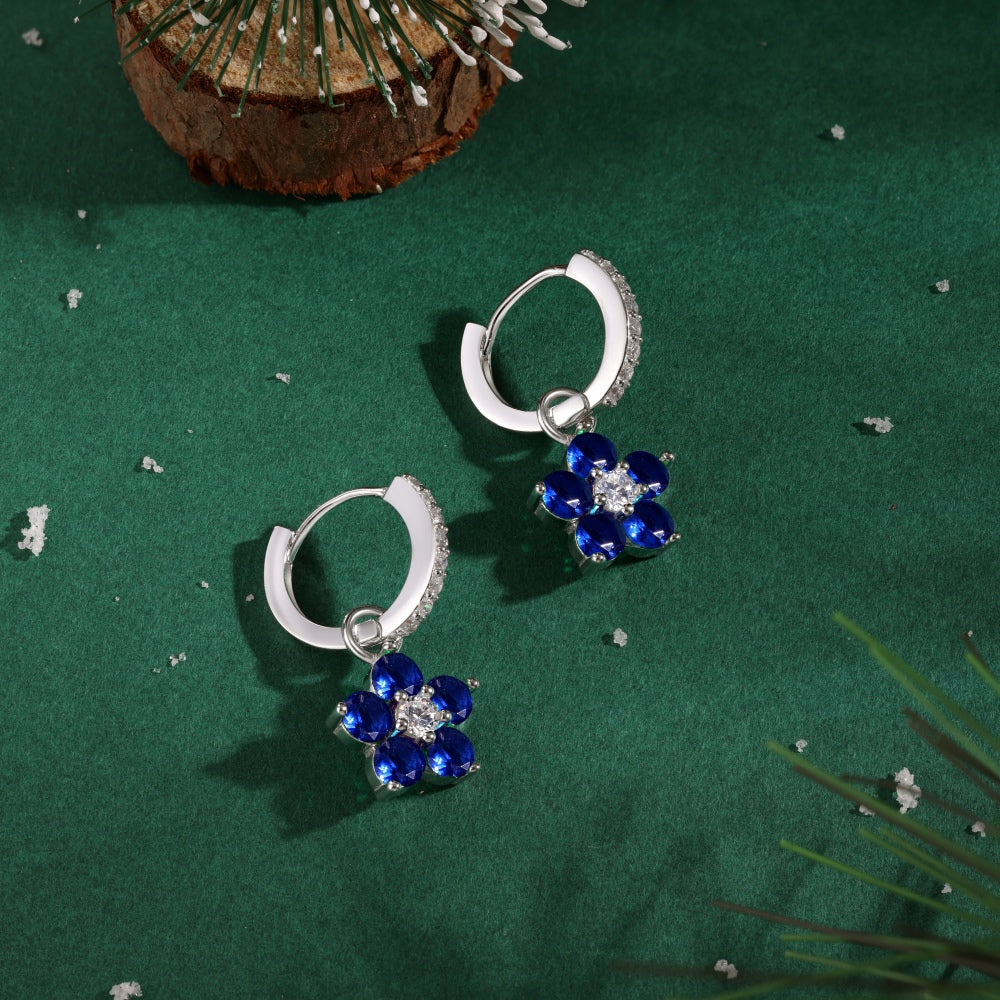 Boucles d’oreilles Hanging Marguerite - Bleu