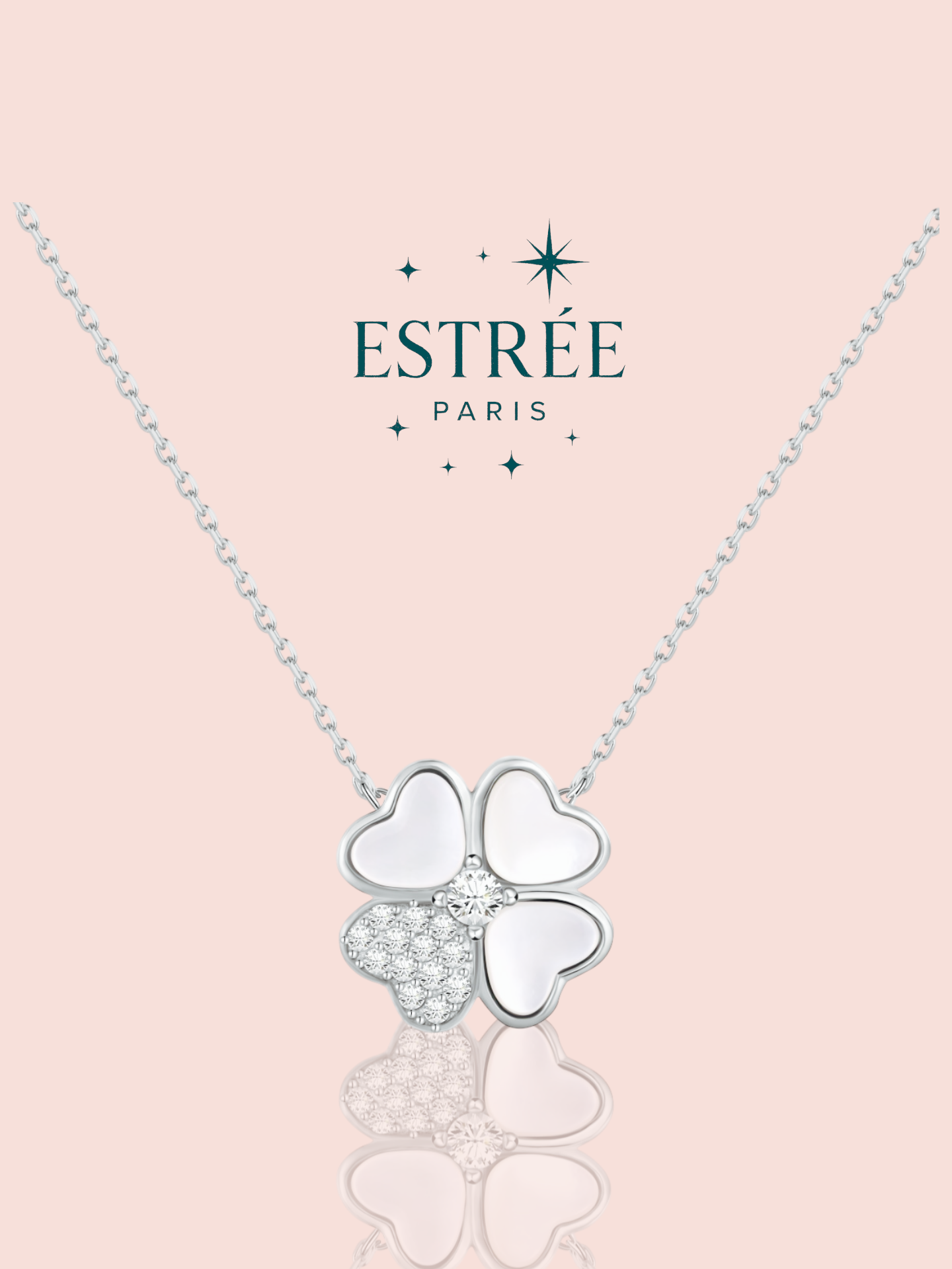 Collier Nacre Clover - Argenté