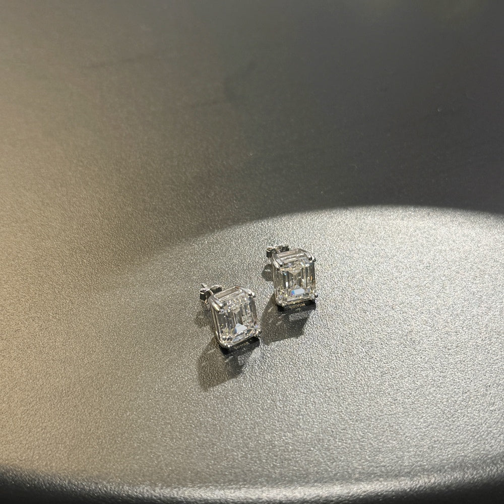 Boucles d’oreilles Emerald Diamante - Argentée