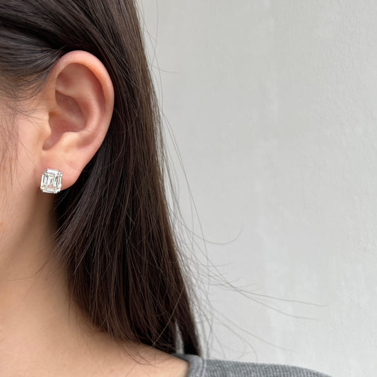 Boucles d’oreilles Emerald Diamante - Argentée