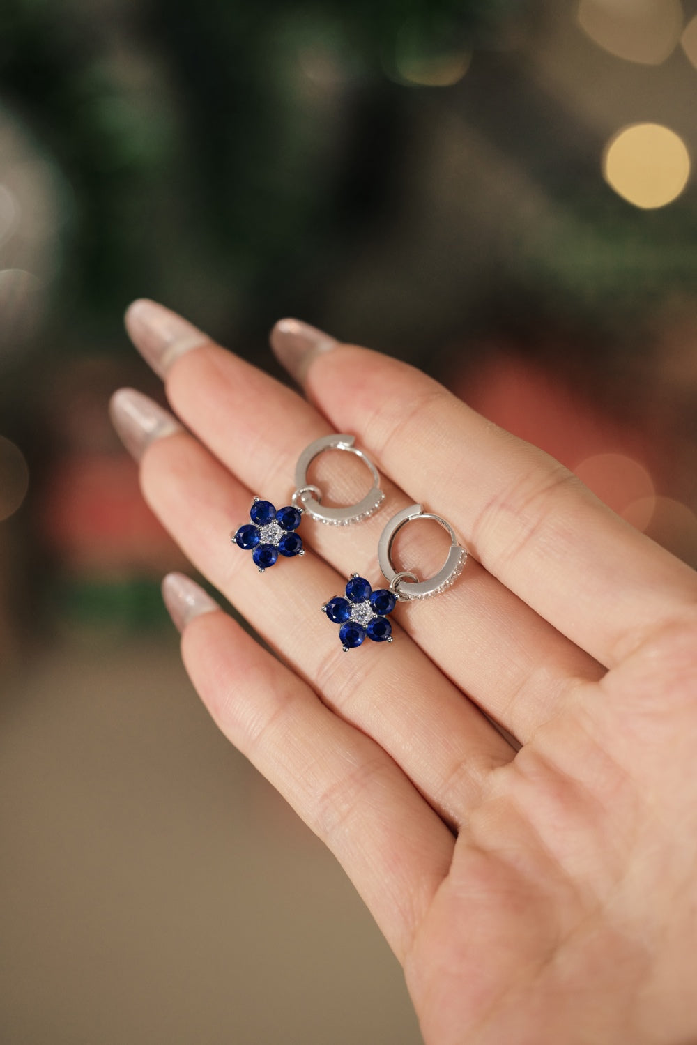 Boucles d’oreilles Hanging Marguerite - Bleu