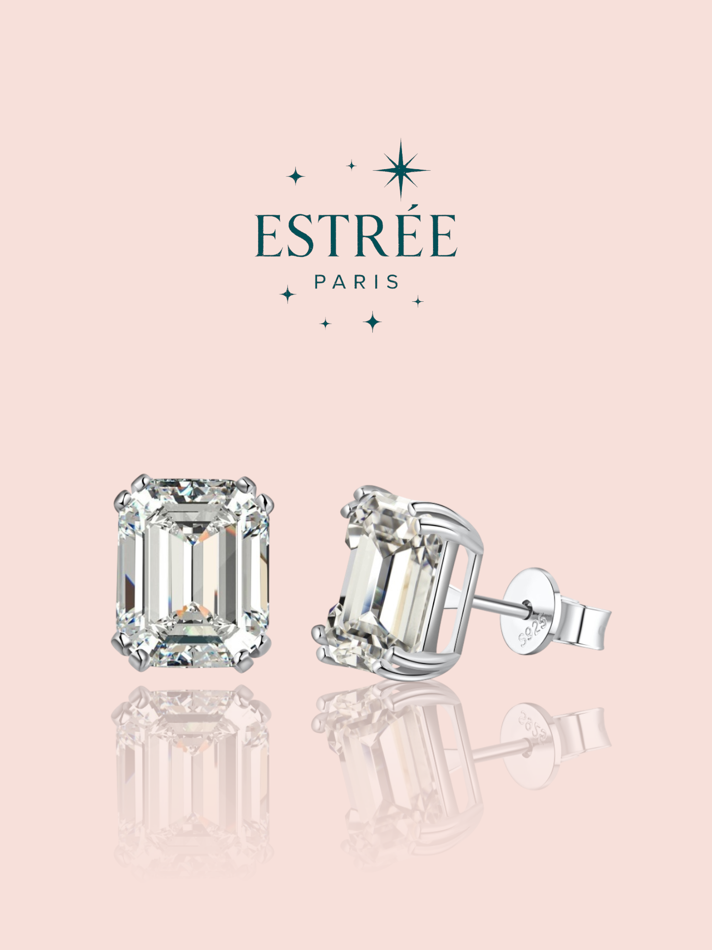 Boucles d’oreilles Emerald Diamante - Argentée