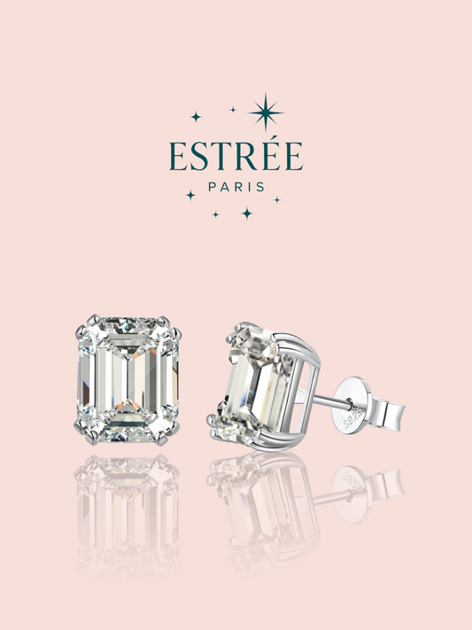 Boucles d’oreilles Emerald Diamante - Argentée