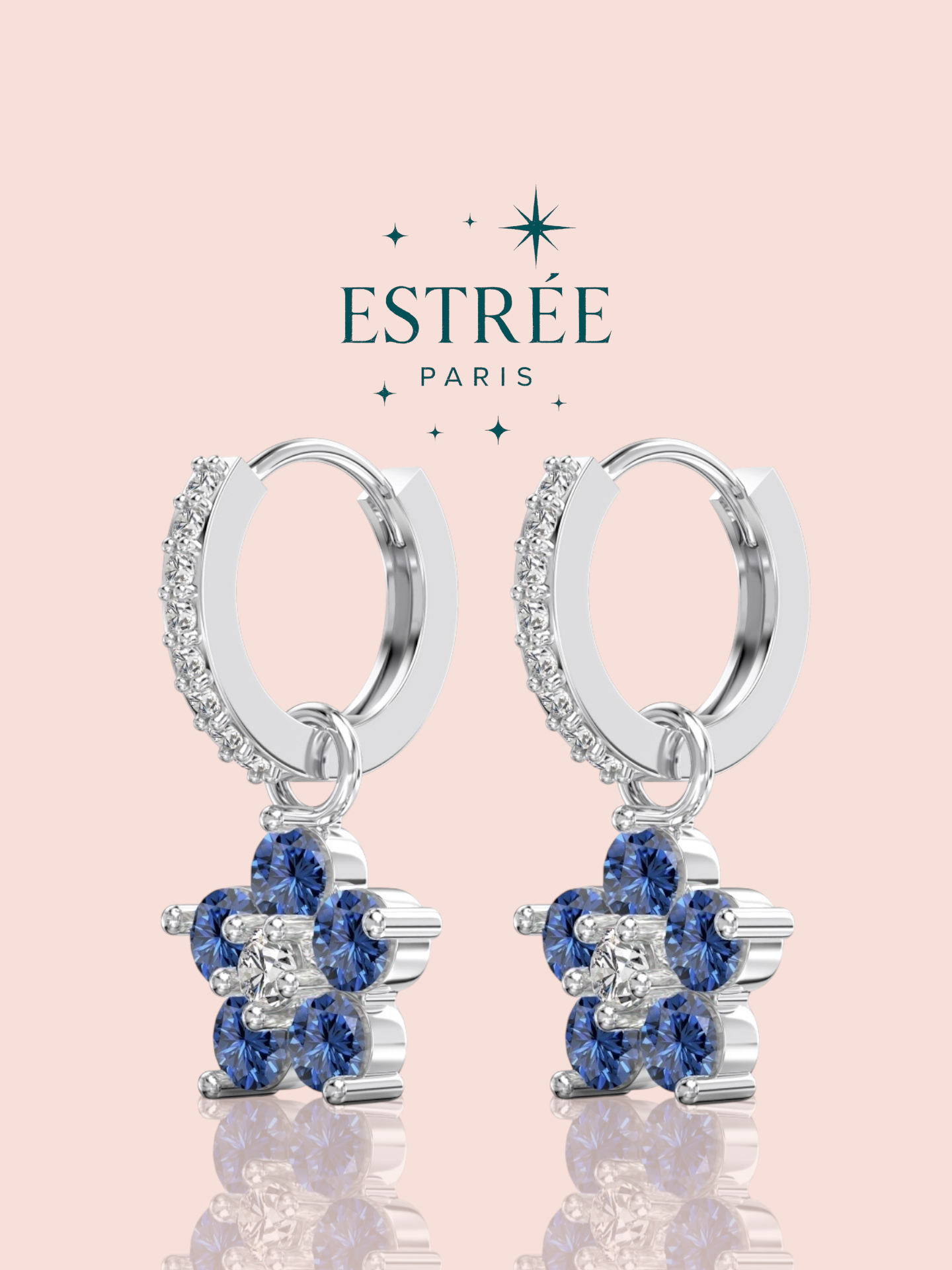 Boucles d’oreilles Hanging Marguerite - Bleu