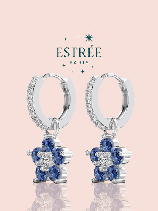 Boucles d’oreilles Hanging Marguerite - Bleu