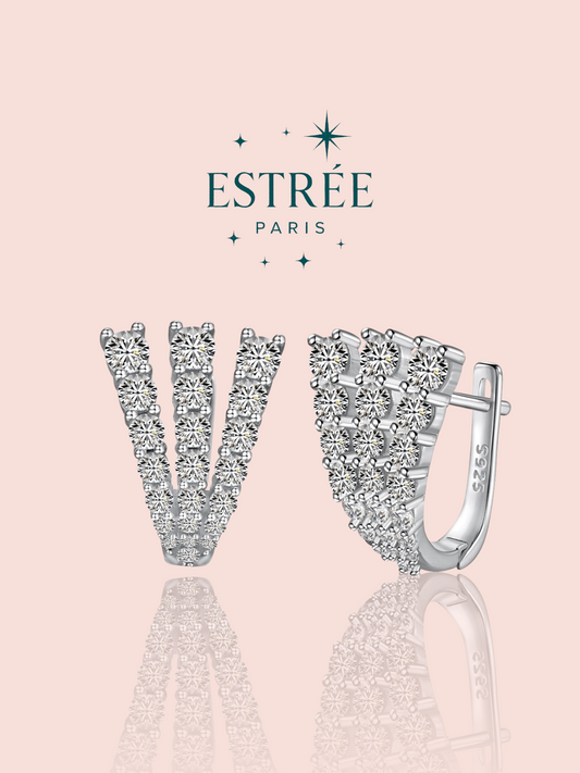 Boucles d’oreilles Three Rows - Argentée