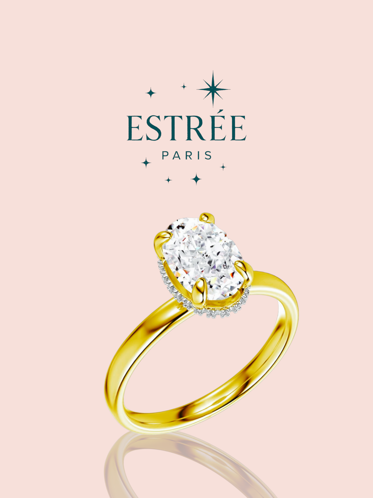 Bague Baby Luna low en zirconium et dorée Estrée Paris