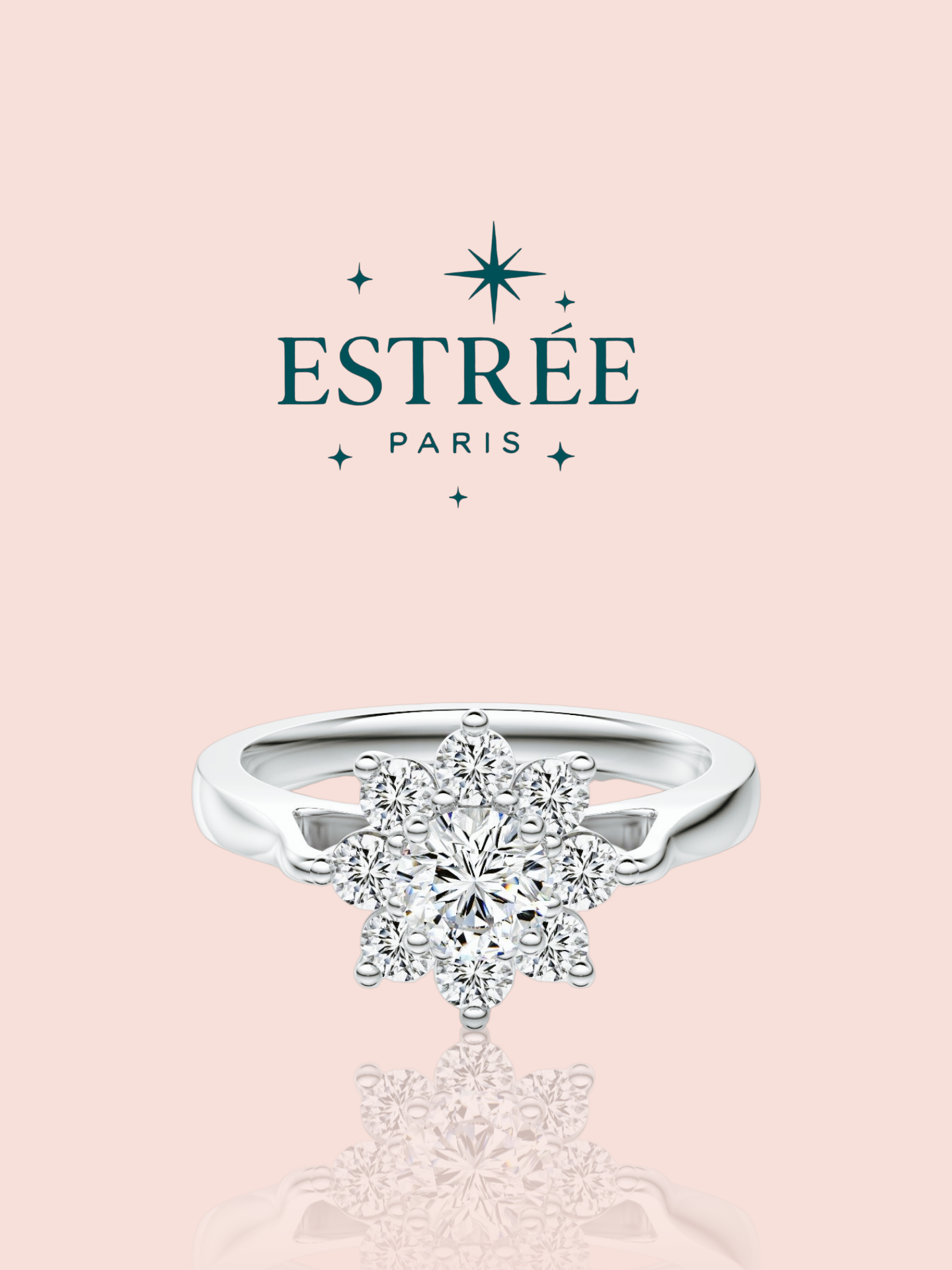 Bague Marguerite en zirconium et argent 925 Estrée Paris – vue de face