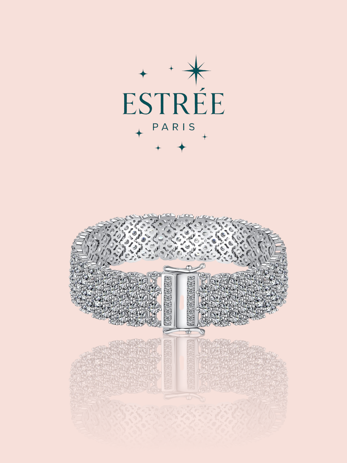 Bracelet ultra glamour en zirconium et argent 925 vue de dos Estrée Paris