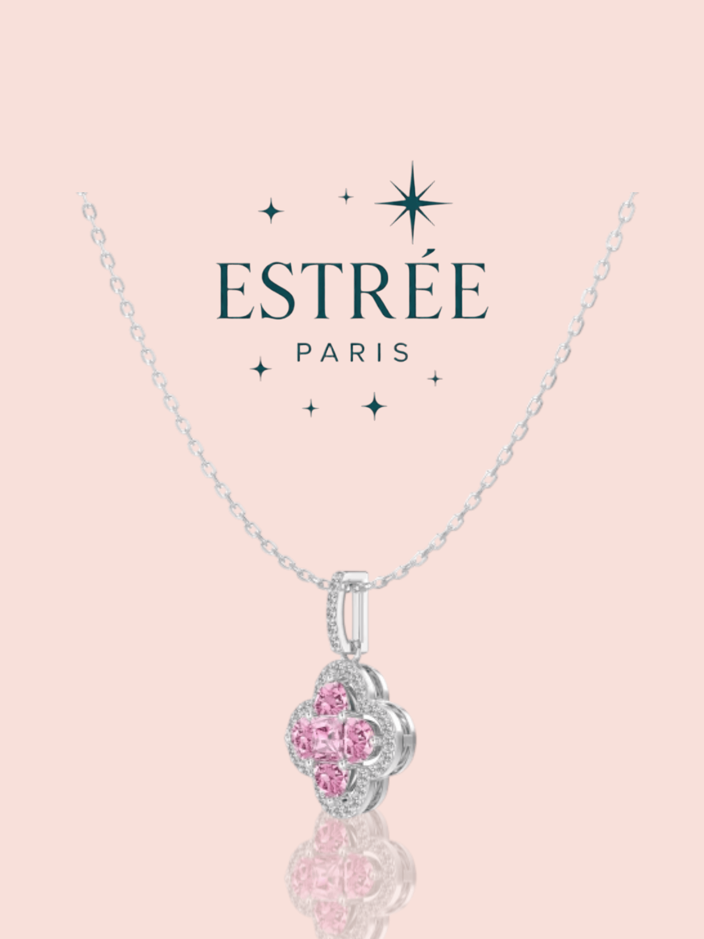 Halskette mit Kleeblatt-Motiv in Blush