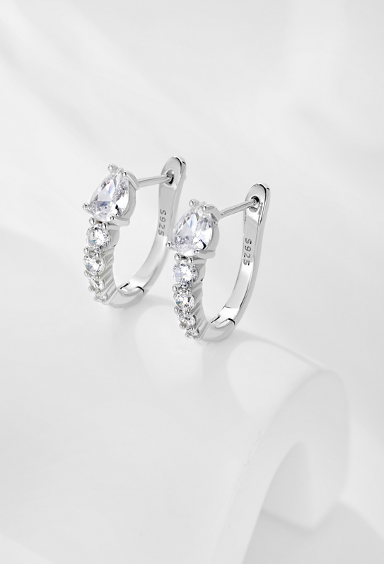 Boucles d’oreilles Créoles poire - Argentée