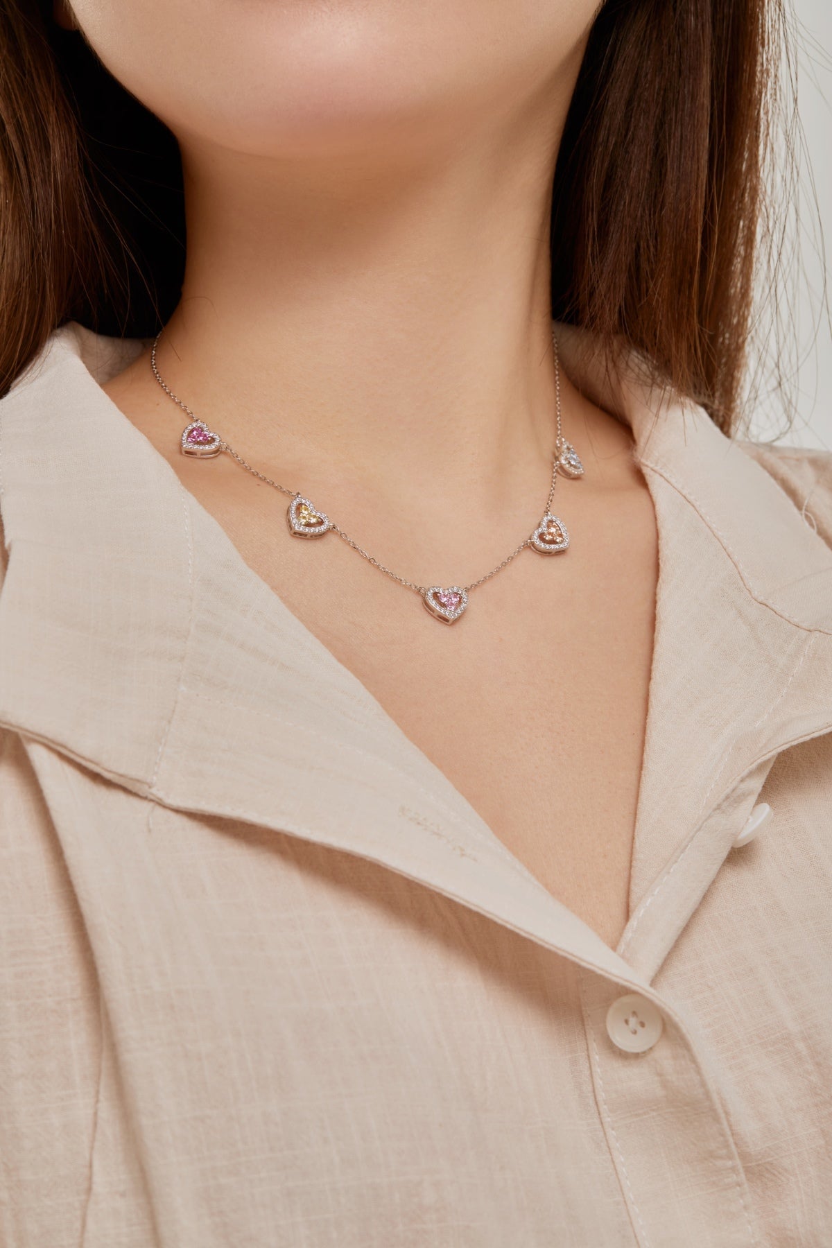 Collier Multi Heart Rainbow