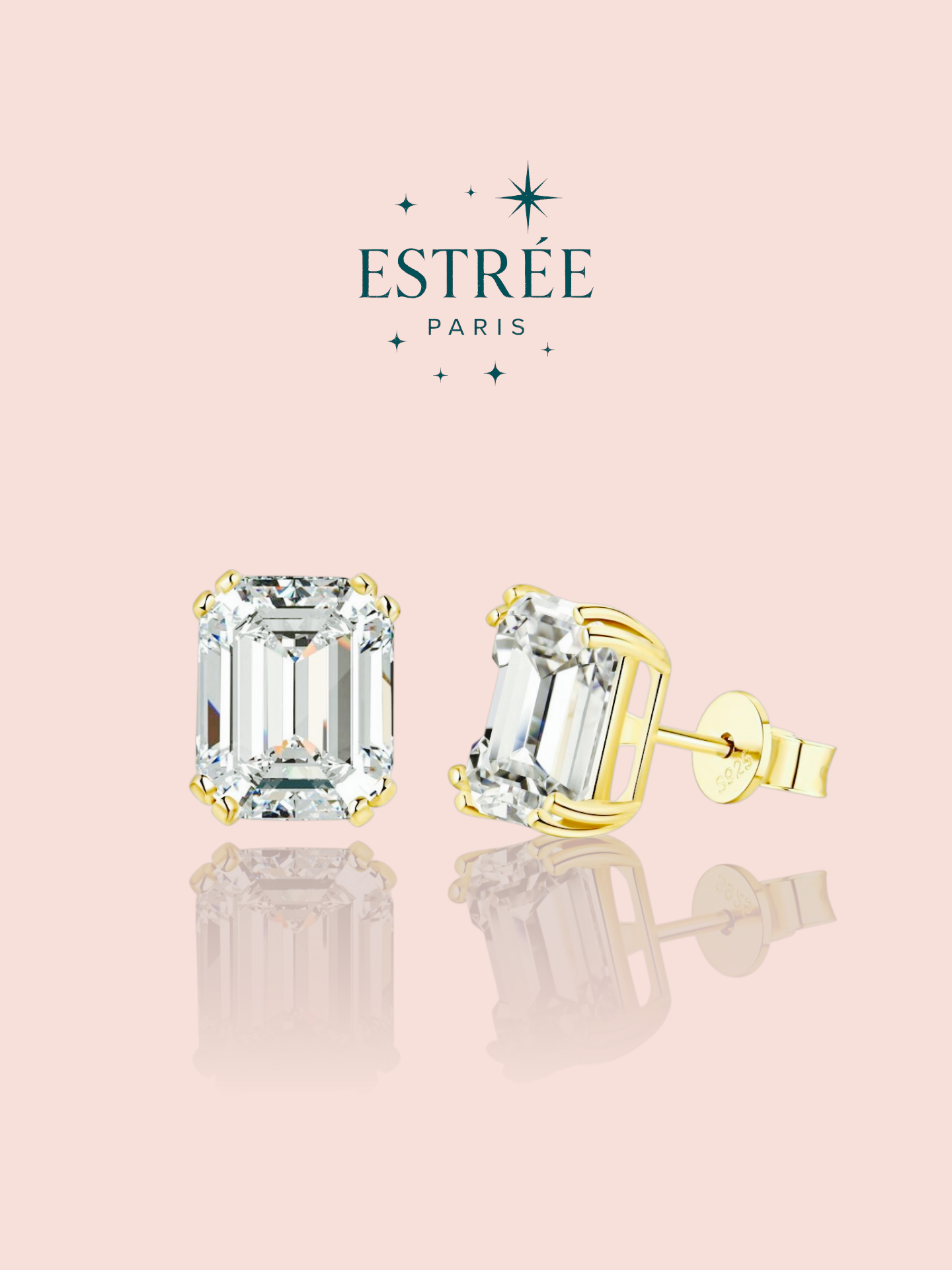 Boucles d’oreilles Emerald Diamante - Dorée ✨️