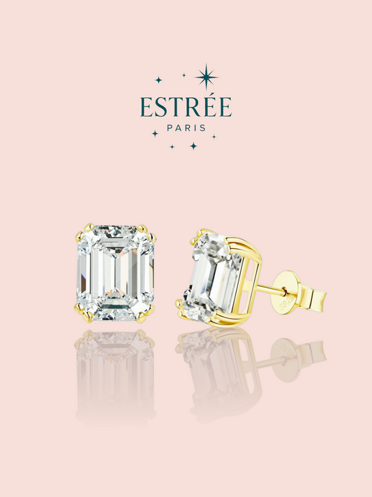 Boucles d’oreilles Emerald Diamante - Dorée ✨️