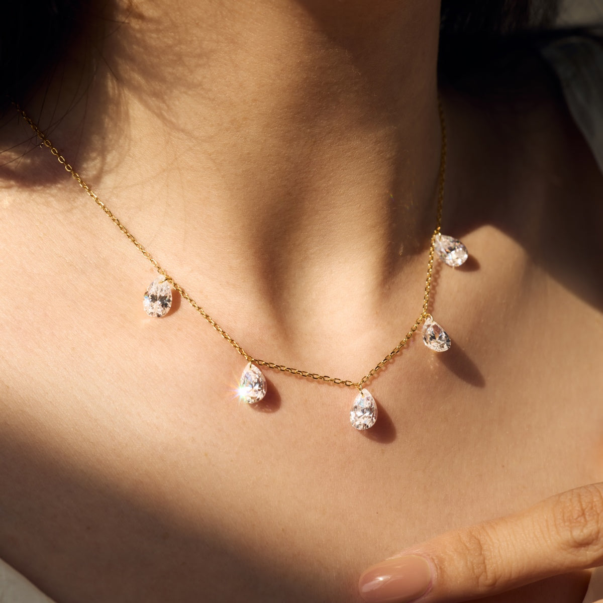Collier Diamond Rain - Doré