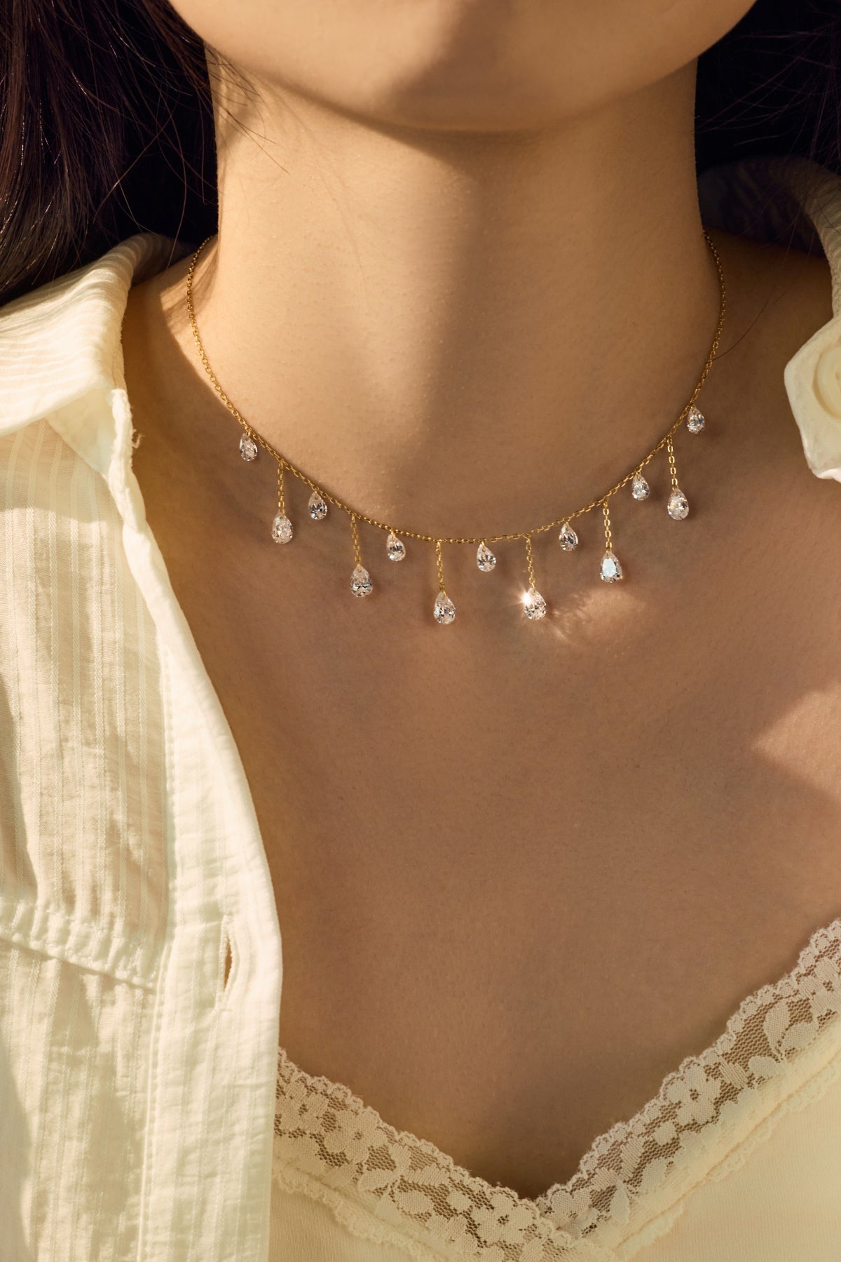 Collier Diamond Rain - Doré