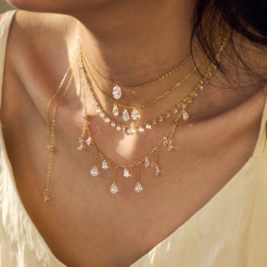 Collier Diamond Rain - Doré