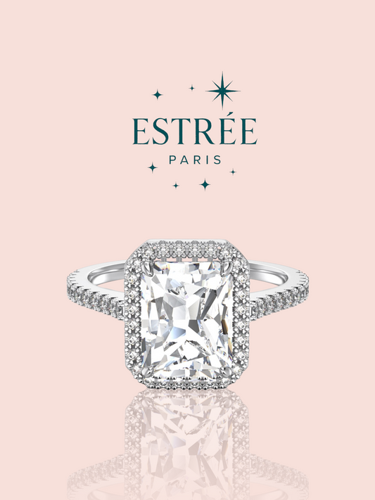 Bague radiant halo en argent 925-zirconium