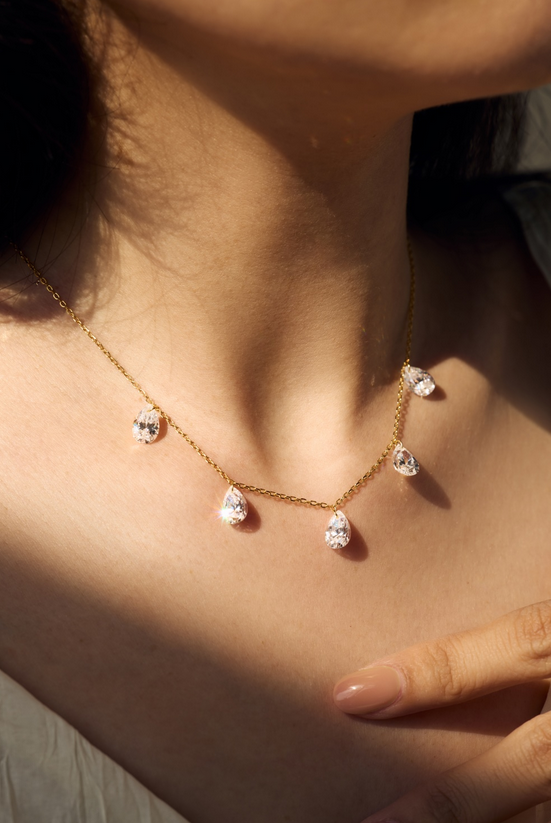Collier Diamond Rain - Doré