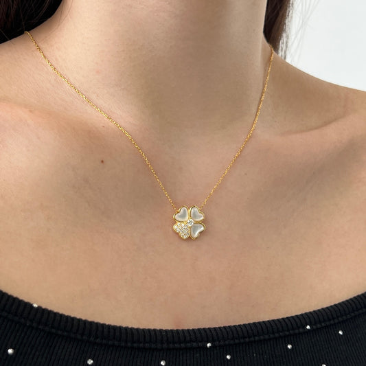 Collier Nacre Clover - Doré