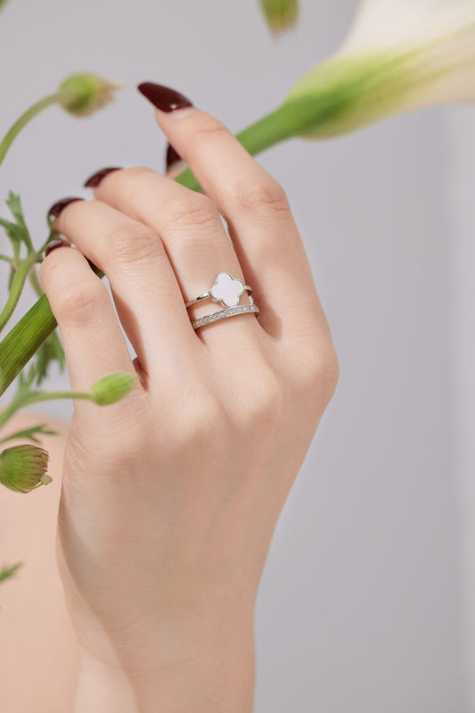 Bague Tower Clover - Argentée