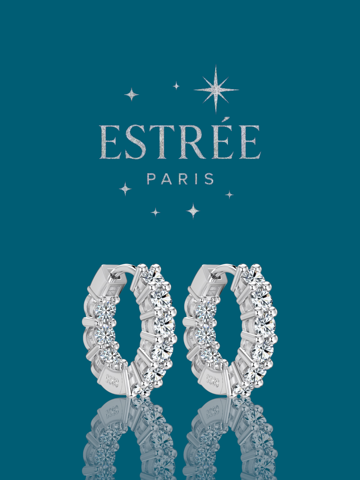 Boucles d'oreilles Créoles double serties 💎 - Moissanite Argent 925