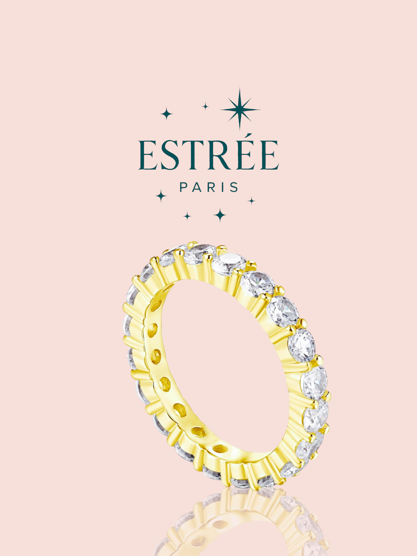 alliance M dorée en zirconium et argent 925 Estrée Paris