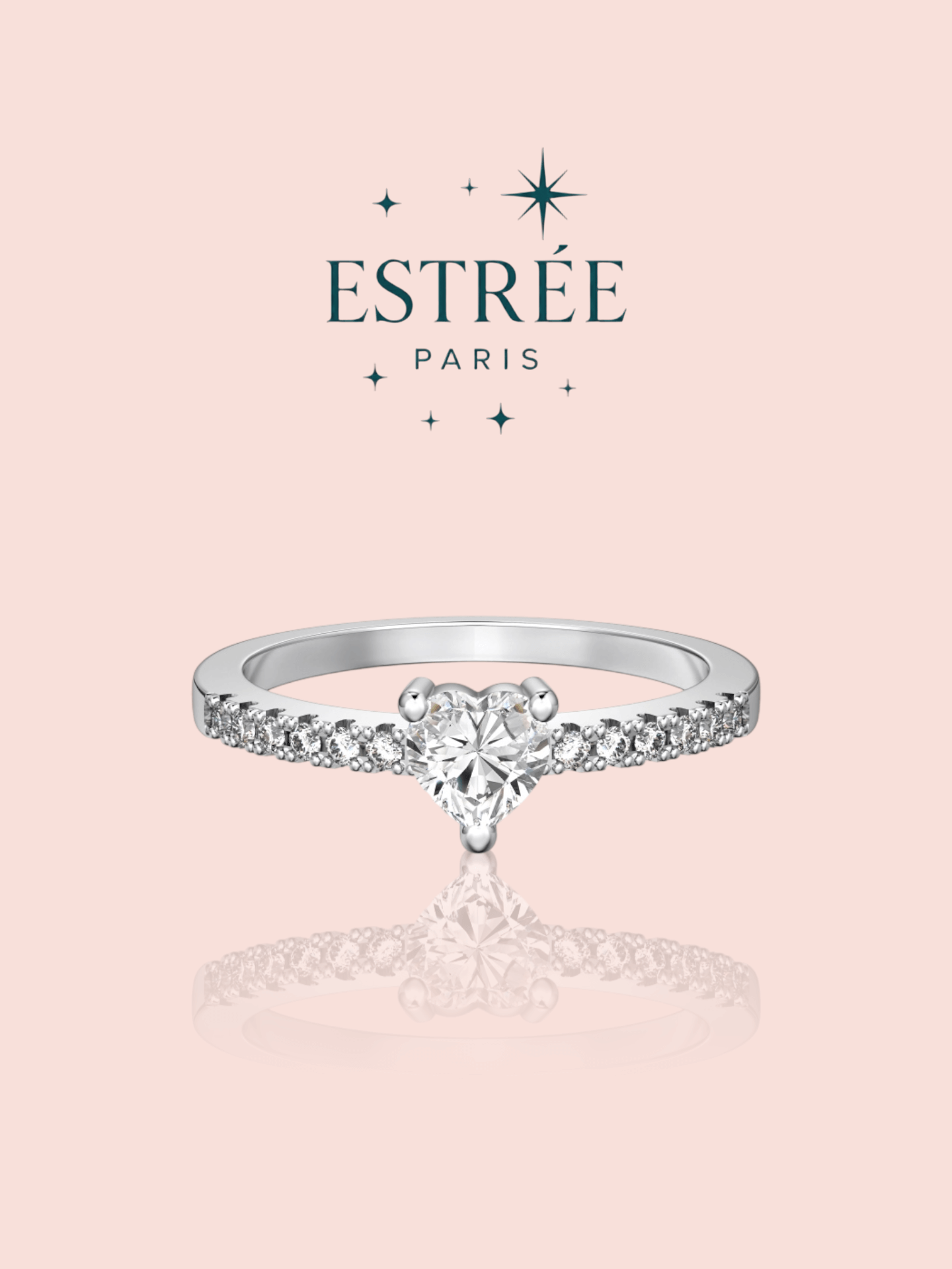 Bague white little heart en zirconium et argent 925 Estrée Paris