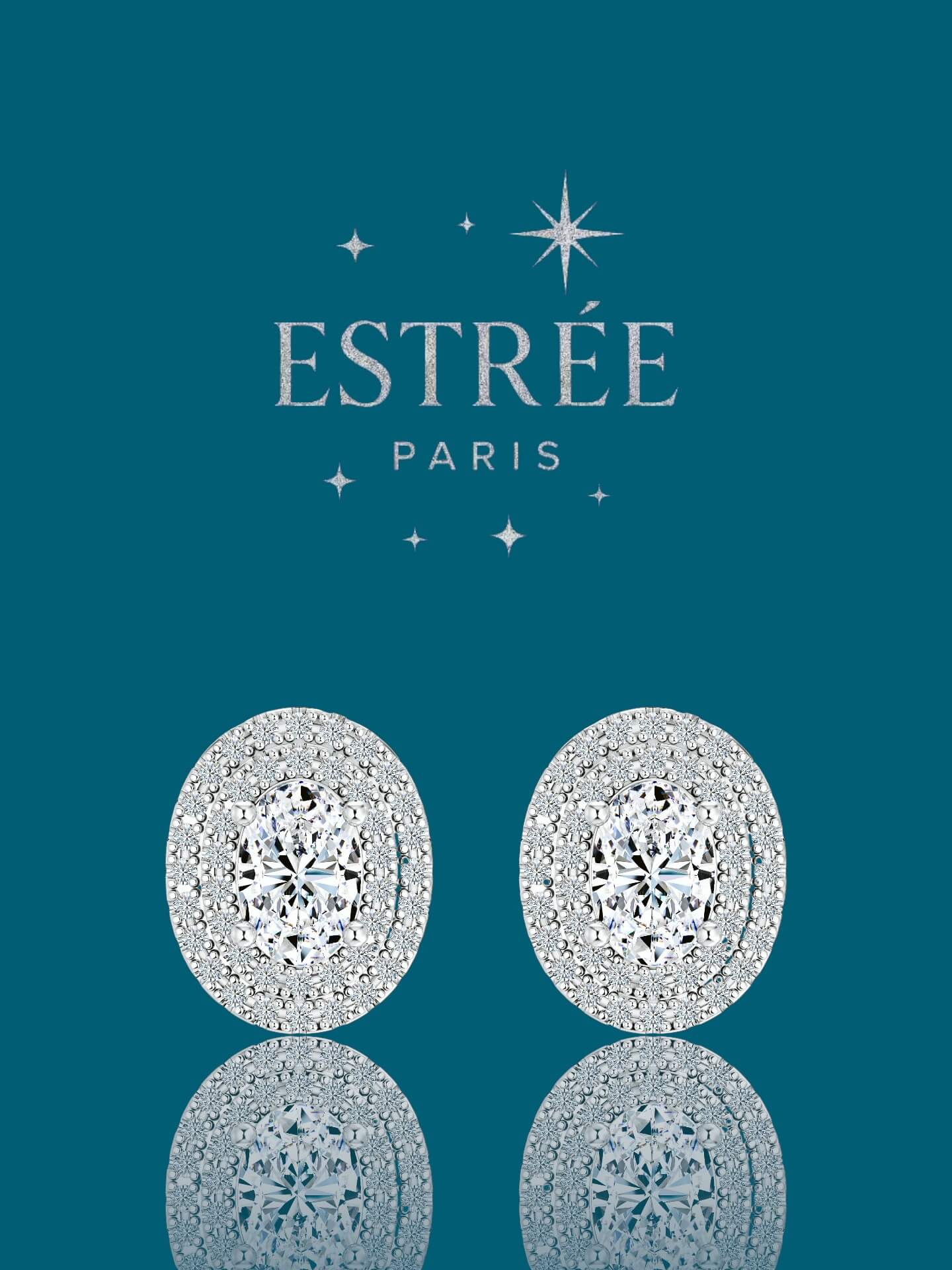 boucle d'oreille divine ovale en moissanite et argent 925 Estrée Paris