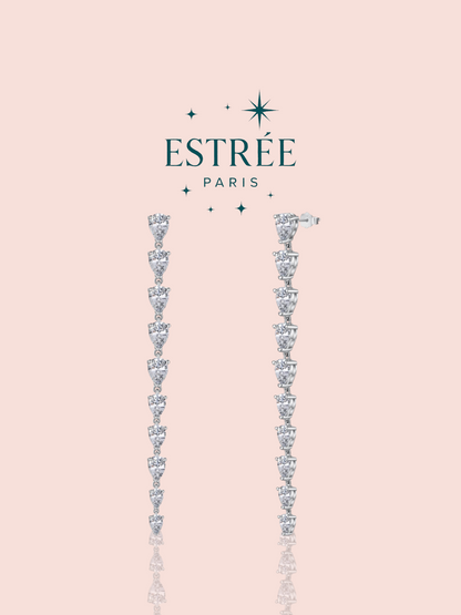 Boucles d'oreilles Niki argentée longues Estrée Paris