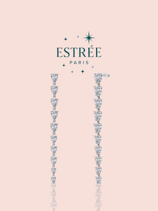 Boucles d'oreilles Niki argentée longues Estrée Paris