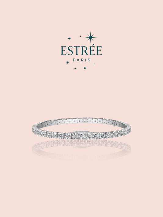 Bracelet glamour M argenté en zirconium et agent 925 Estrée Paris 