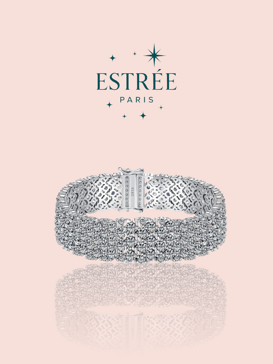 Bracelet ultra glamour en zirconium et argent 925 vue de face Estrée Paris 