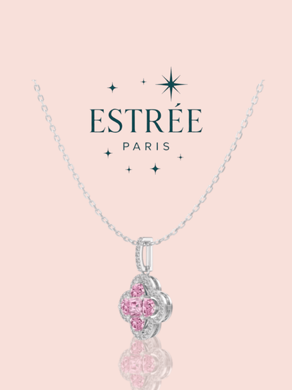 Halskette mit Kleeblatt-Motiv in Blush
