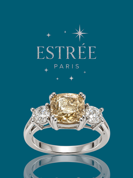 [Automn Glow 🍂] Bague Golden Trilogie🥂✨- Moissanite Argent 925