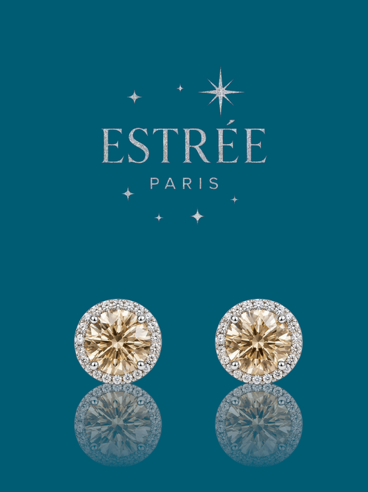 [Automn Glow 🍂] Boucles d'oreilles Champagne Bloom 🥂✨- Moissanite Argent 925