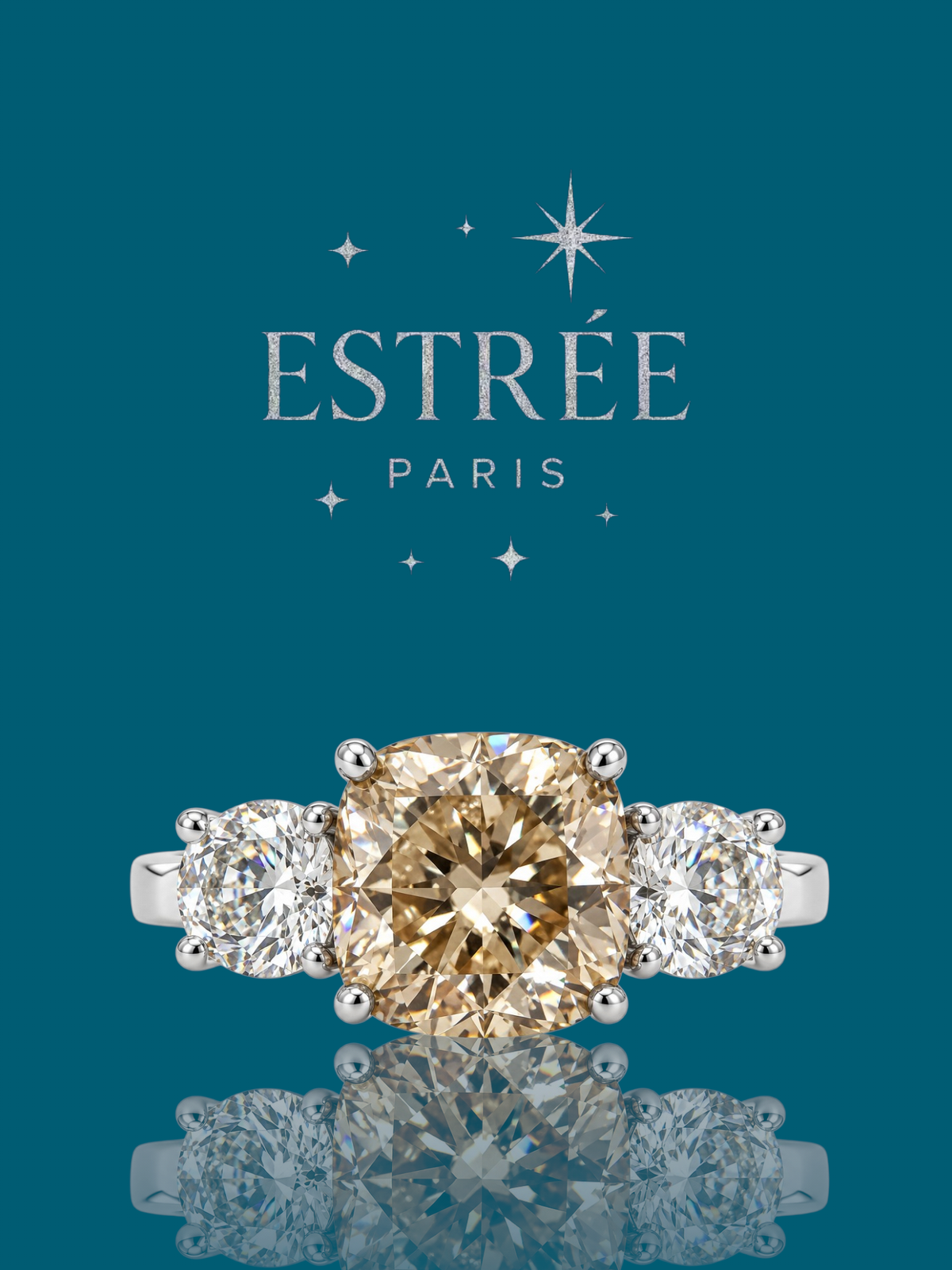 [Automn Glow 🍂] Bague Golden Trilogie🥂✨- Moissanite Argent 925