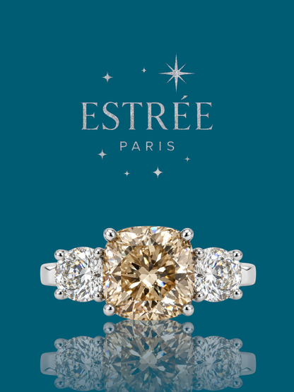 [Automn Glow 🍂] Bague Golden Trilogie🥂✨- Moissanite Argent 925