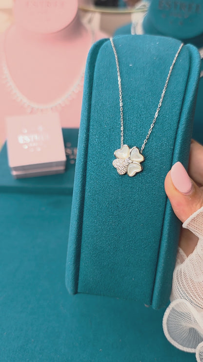 Collier Nacre Clover - Argenté