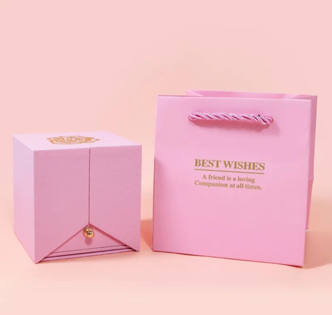 Coffret bijoux rose éternelle - carré