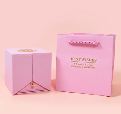 Coffret bijoux rose éternelle - carré
