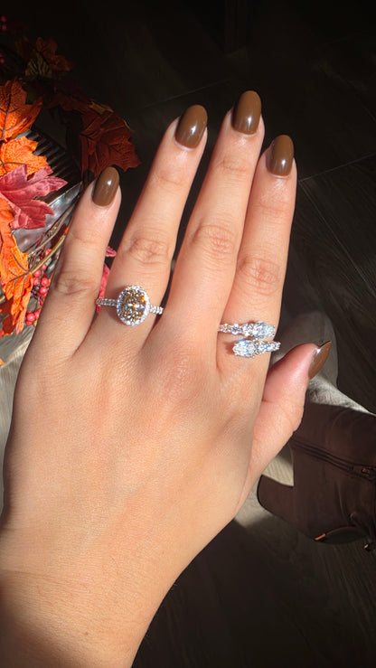 [Automn Glow 🍂] Bague Champagne Romance🥂✨- Moissanite Argent 925