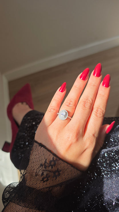 Bague Ice Halo 💎- Moissanite Argent 925