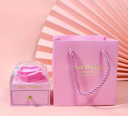Coffret bijoux rose éternelle - carré