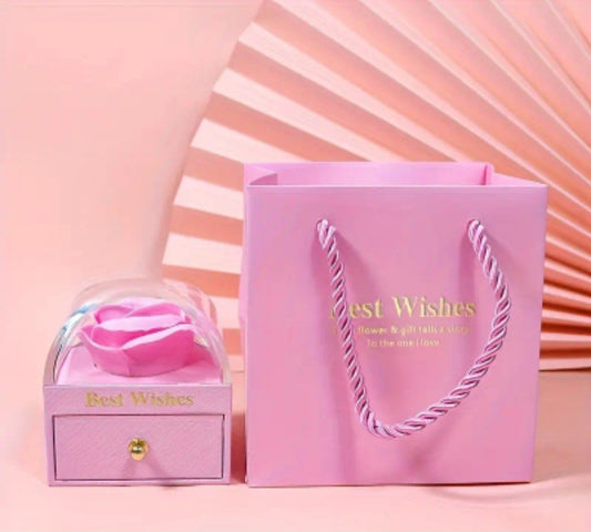 Coffret bijoux rose éternelle - carré