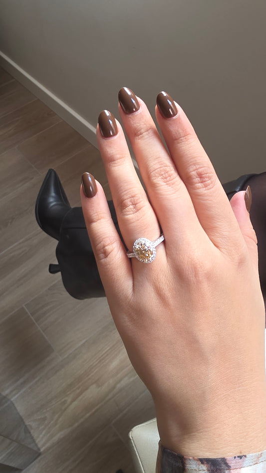 [Automn Glow 🍂] Bague Champagne Romance🥂✨- Moissanite Argent 925